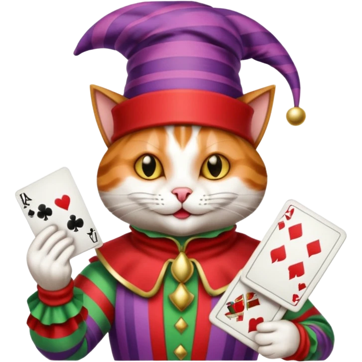 court jester cat, poker cards emoji