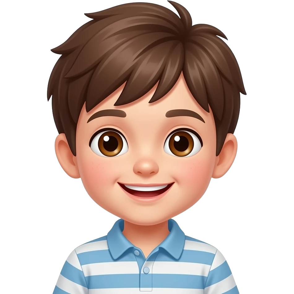 Happy and serene young brown hair boy birthday party celebration brown eyes emoji