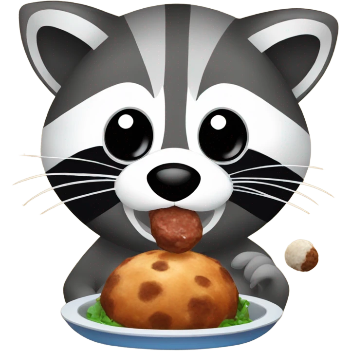 Raccoon eating meatball emoji