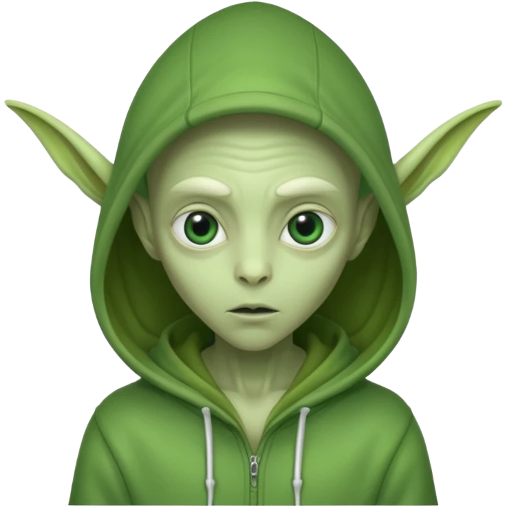 Aliens Green, hoodie, high long ears emoji