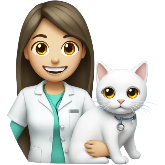 Girl dentist with white cat emoji