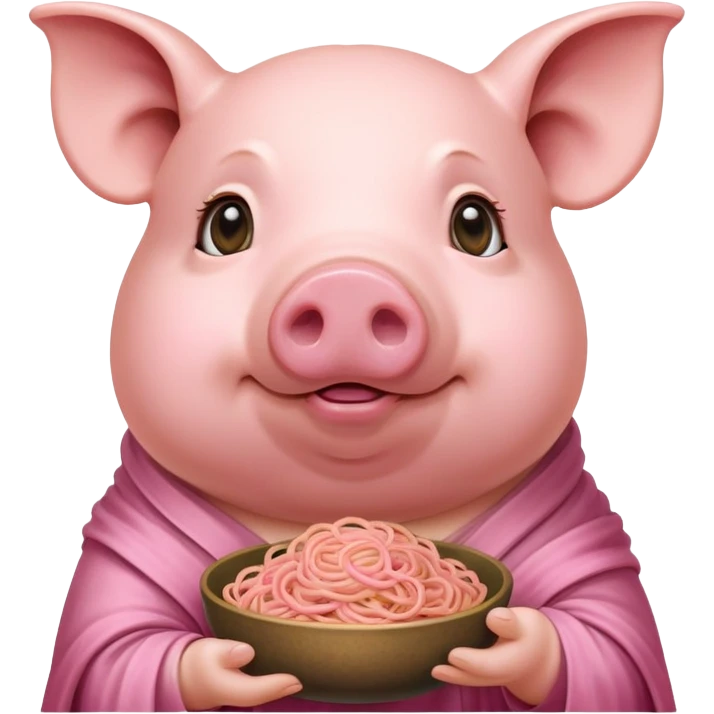   renaissance monalisa pig with pink spaghetti portrait  emoji
