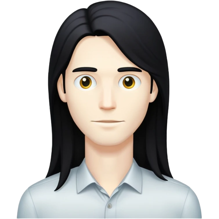 Hombre blanco delgado con pelo largo y negro  emoji
