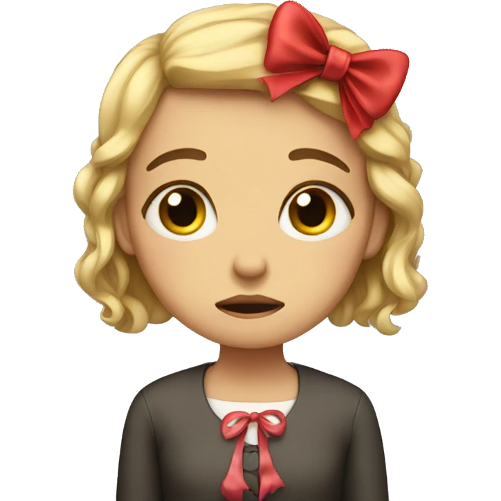 Sad girl with a bow  emoji