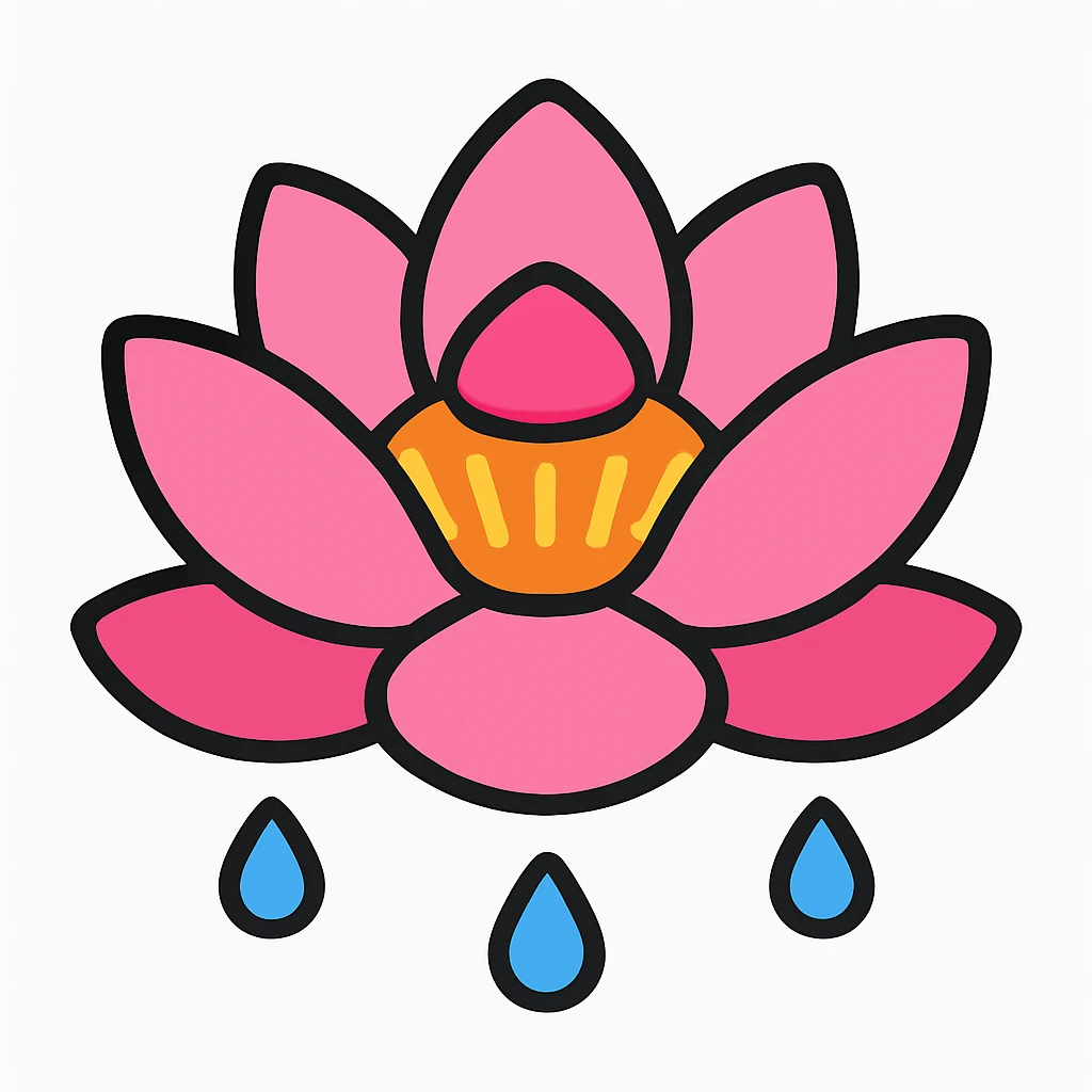 Simplify the pink lotus flower by reducing the number of petals, in a style resembling emoji style with simple shapes and colors. emoji