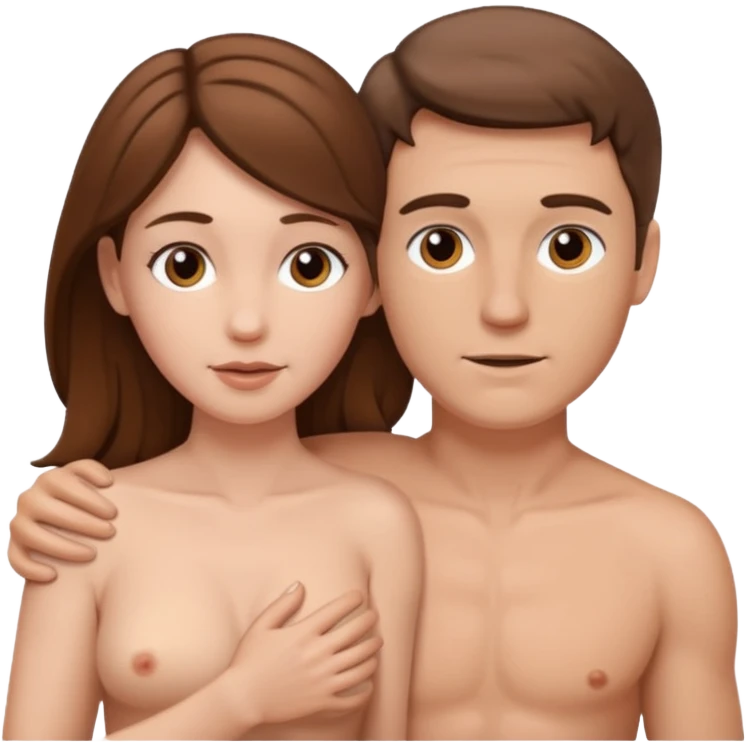 White male white female naked brown hair emoji