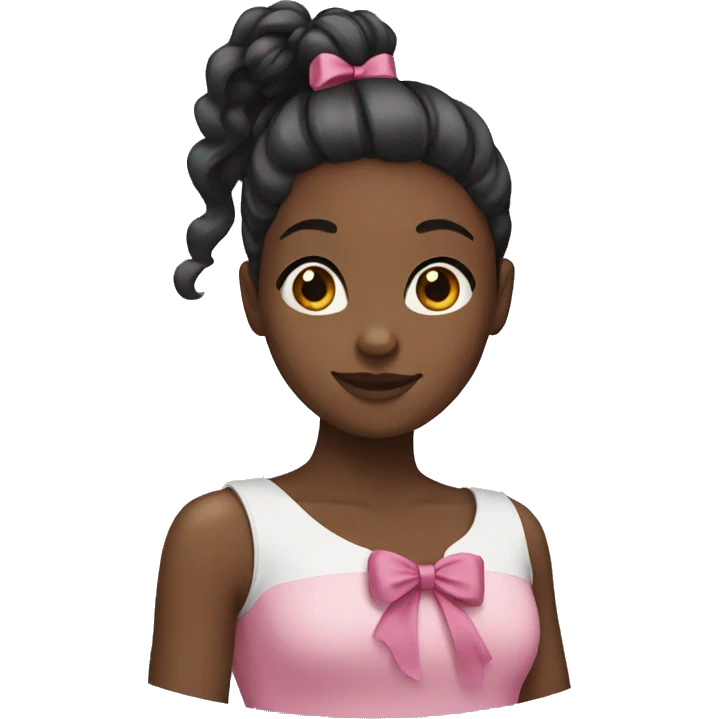 black girl with bow in a ponytail  emoji