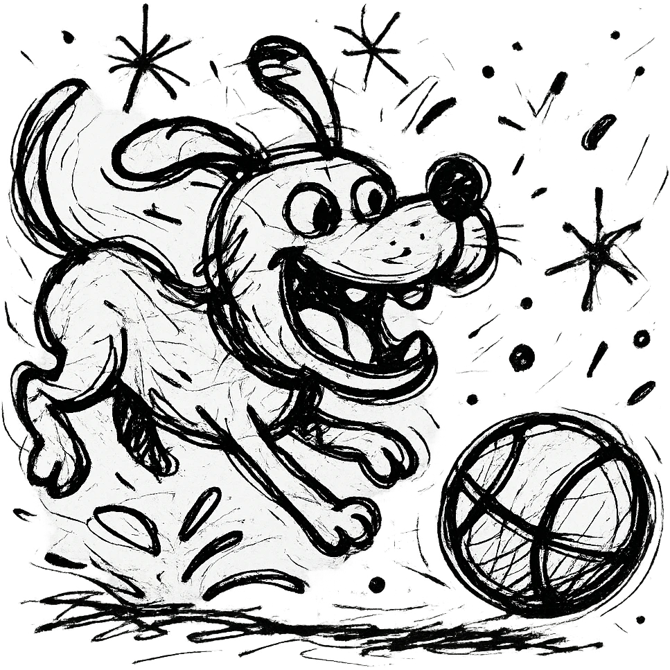 happy dog running after ball emoji