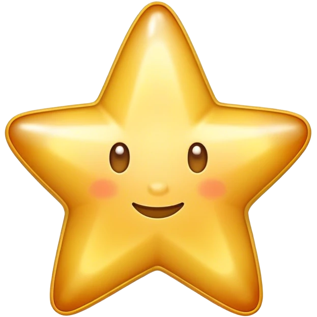 A bright, golden cartoon star with a soft glow, rounded edges, and a playful, 3D look. The style is fun, friendly, and polished, with smooth shading and a vibrant color palette emoji