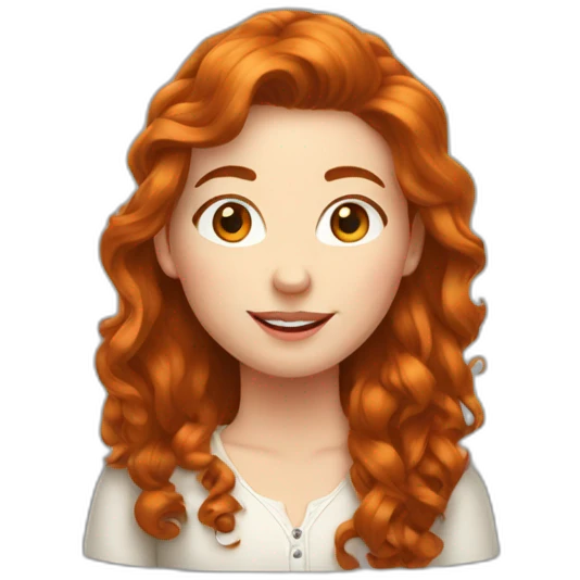 Une fille rousse, cheveux longs et bouclés  emoji