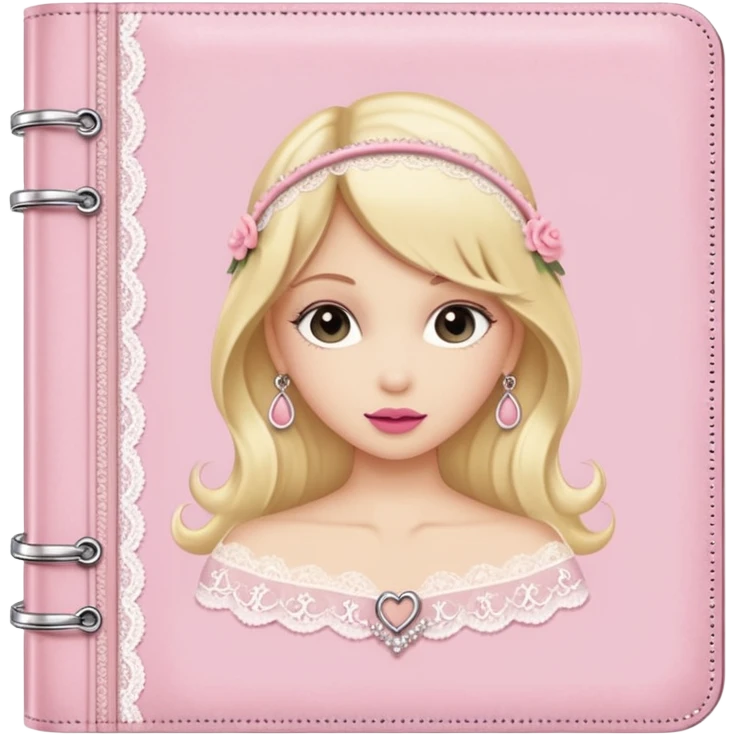 pink diary, coquette, loveshackfancy style, ring binder, no leather  emoji
