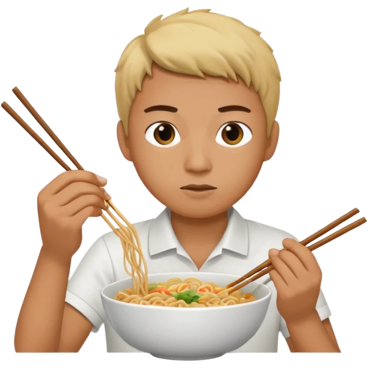 Create a person having noodles dinner. emoji