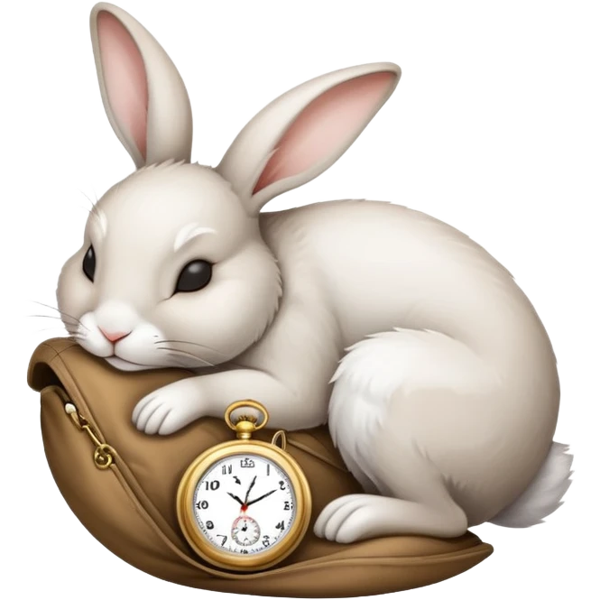 Lapin qui dort avec une montre  emoji