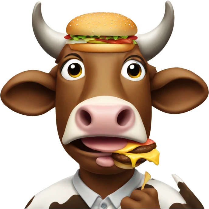 Cow man eating burger emoji