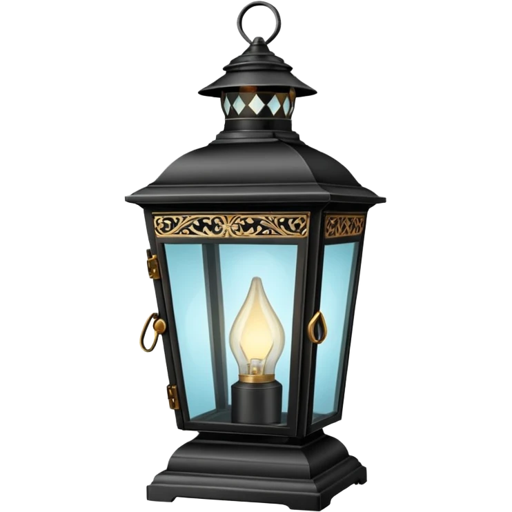 A black old wide big vintage lantern lamp  emoji