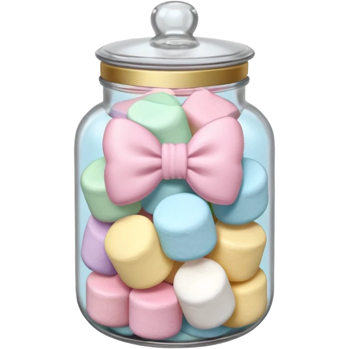 A jar filled with pastel marshmallow. A pastel Bow on the top emoji