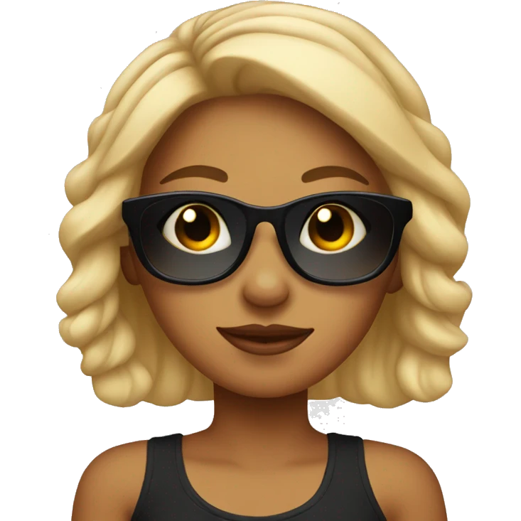 confident girl with sunglasses with arm tattoos emoji