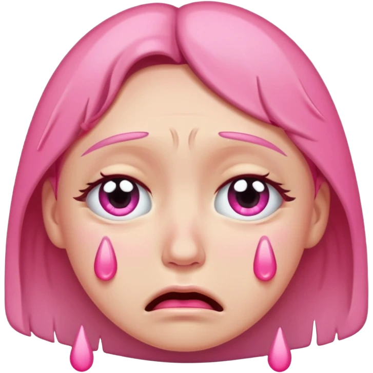 crying face with pink tears emoji