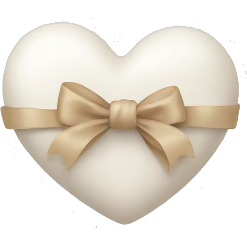 white heart with beige bow emoji