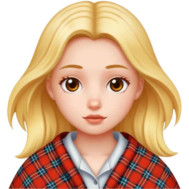 A girl covered with a plaid emoji