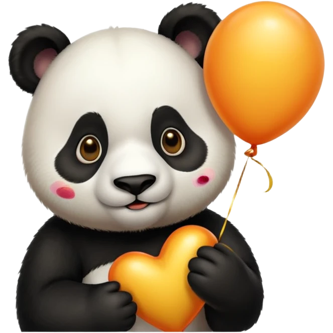 panda holding yellow and orange lines balloon in hand emoji