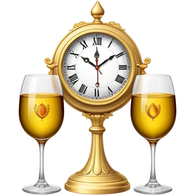  clock with wine glasses on it emoji