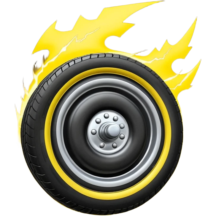 A front semi steer tire that is flat getting stuck by a lightning bolt emoji