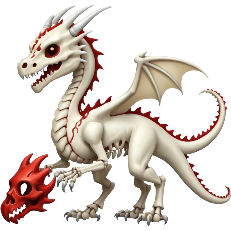  White skeletal skeleton bone dragon with some blood emoji