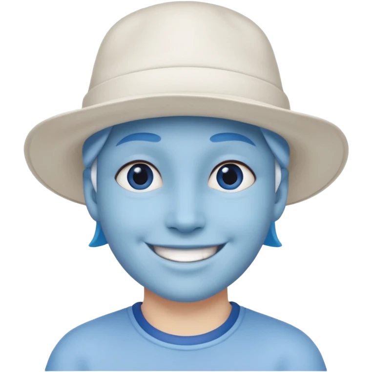 A blue face with a White cap it looks like the smurfs emoji