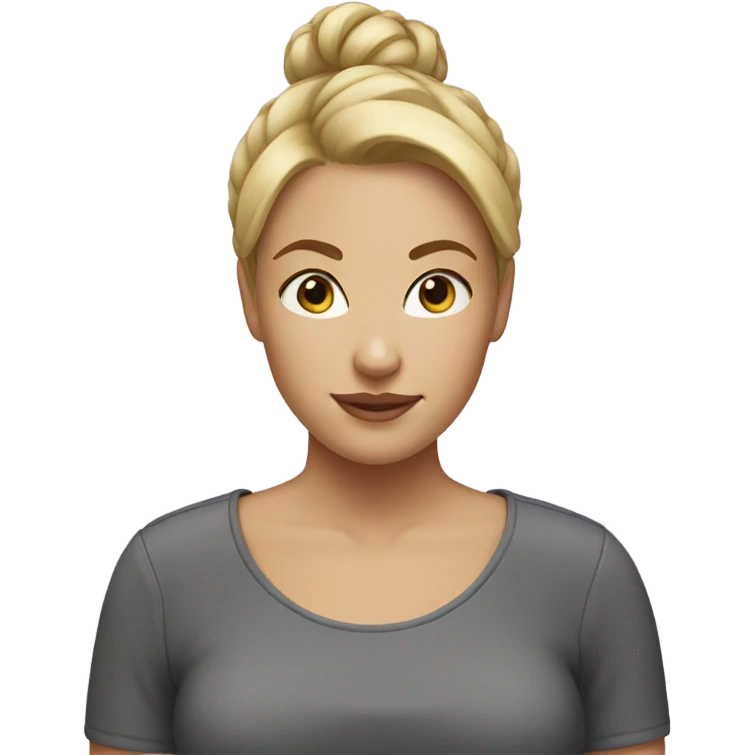 A blonde girl with short hair with a bun  emoji