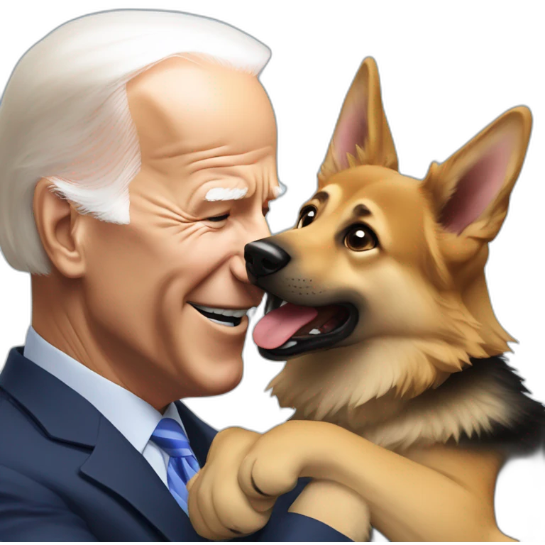 Joe biden being bit by german sheppard emoji