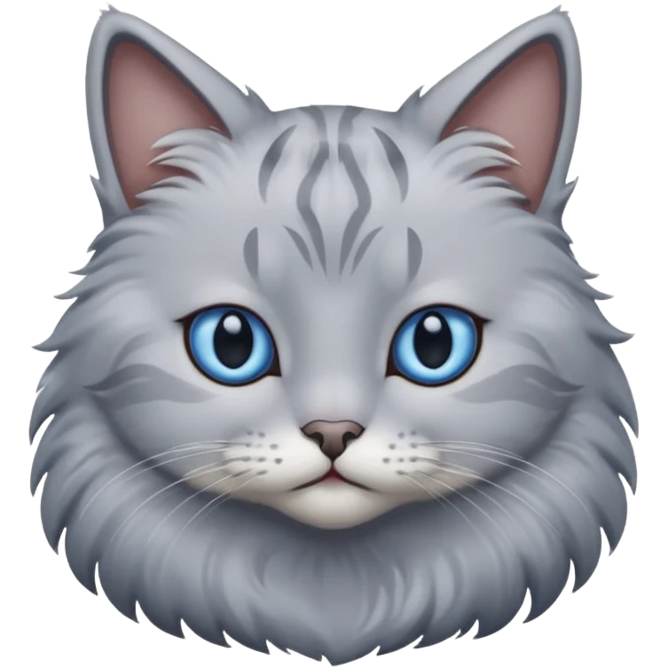 a gray cat with blue eyes on its FOREHEAD emoji