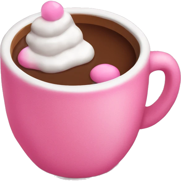 Hot chocolate with pink emoji