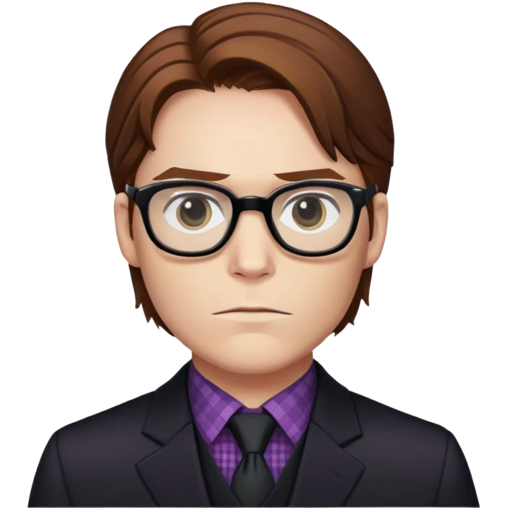 zemo brown hair with glasses, black suit, checkered shirt marvel from captain america: civil war emoji