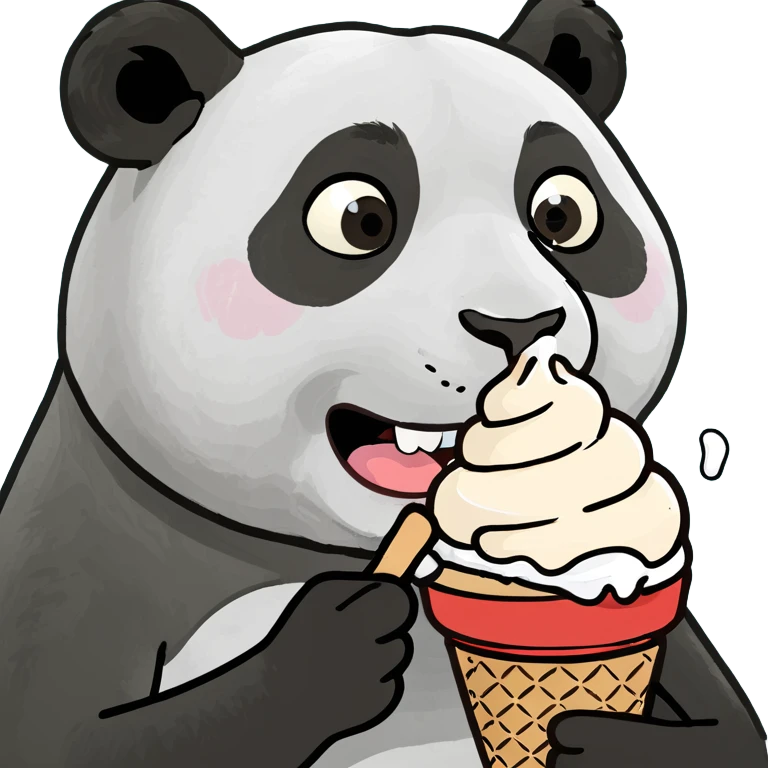 Panda eating ice cream emoji