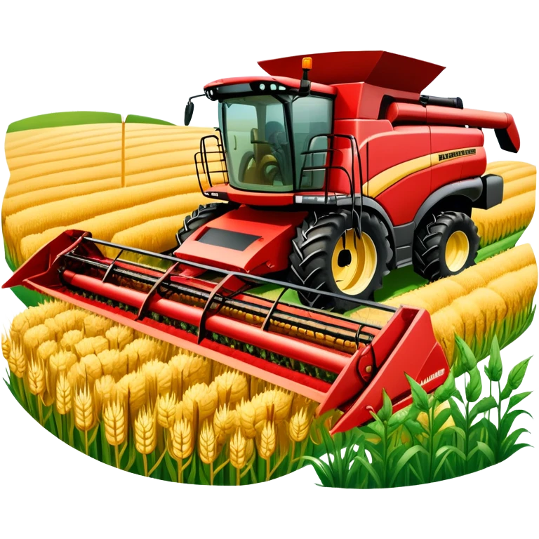 An icon featuring a wheat field, a combine harvester, fertilizer formulas, and plant cells, symbolizing agronomy. The design includes farming tools and crops, representing agricultural science, crop production, and plant biology. Transparent background highlights sustainable farming and growth. emoji