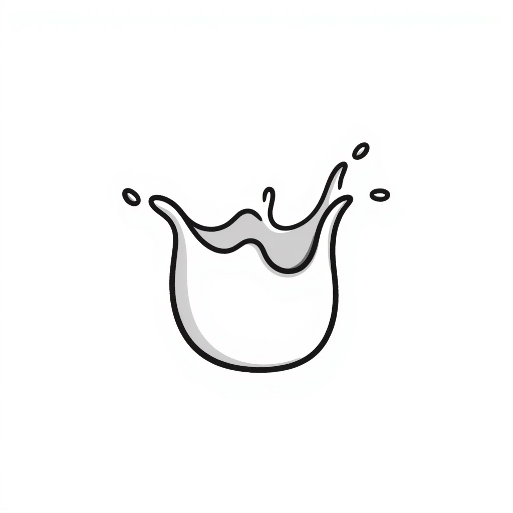a milk splash, hand drawn doodle style emoji