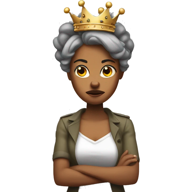 arms crossed angry woman, crown on head emoji