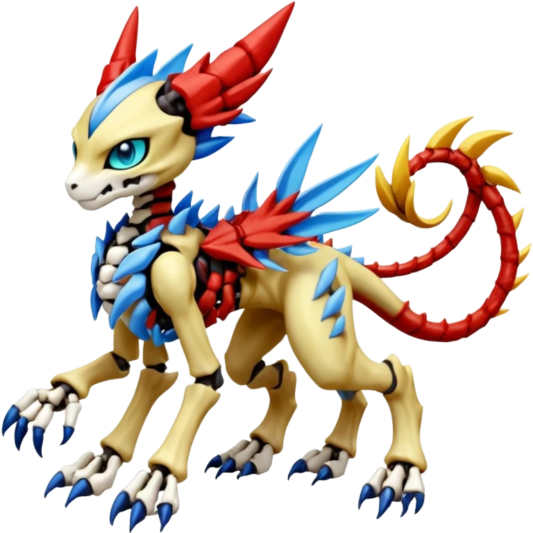 Anthro Digitigrade Cool Badass Skeletal Meloetta-Wargreymon-Renamon-Guilmon-Pokémon-Digimon-Fakémon-fusion-hybrid-creature emoji
