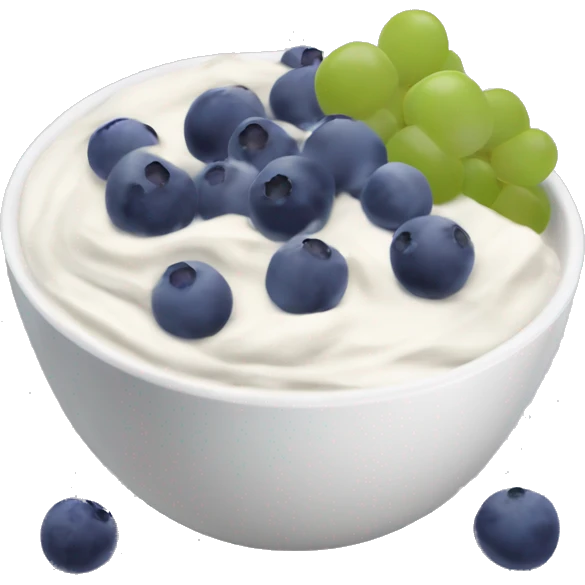 yoghurt bowl with grapes and blueberries emoji