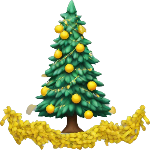 new year tree with yellow garland emoji