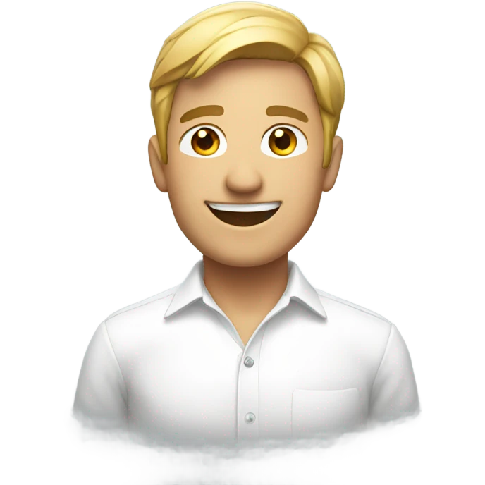 smiling male in white shirt emoji