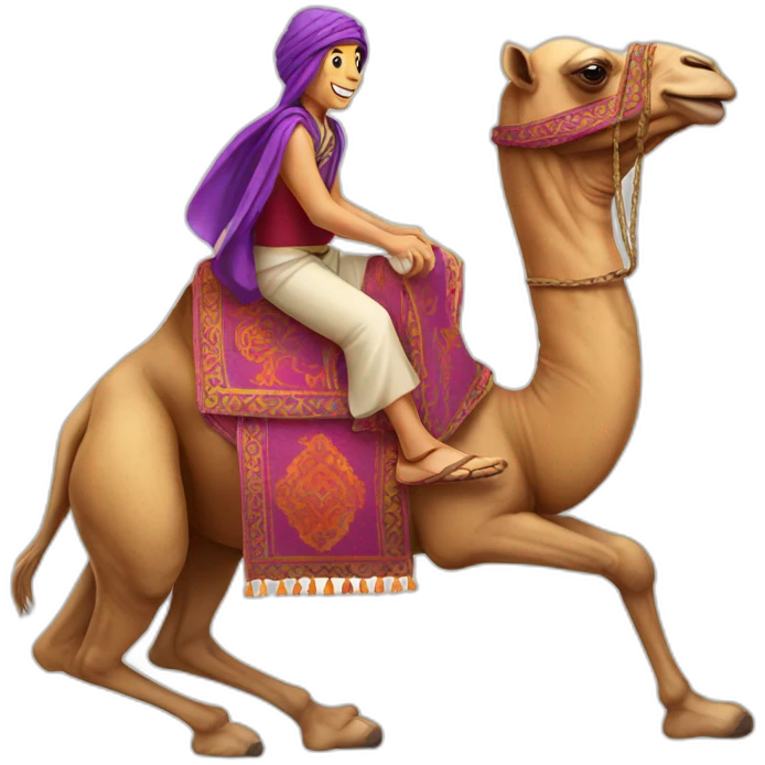 a camel riding a magic carpet emoji