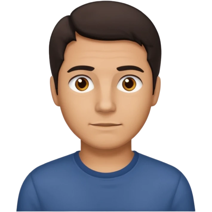 мужчина подтянутый переводчик с испанского темные волосы, пробор слева. без очков , в более свободной форме одежды.  emoji