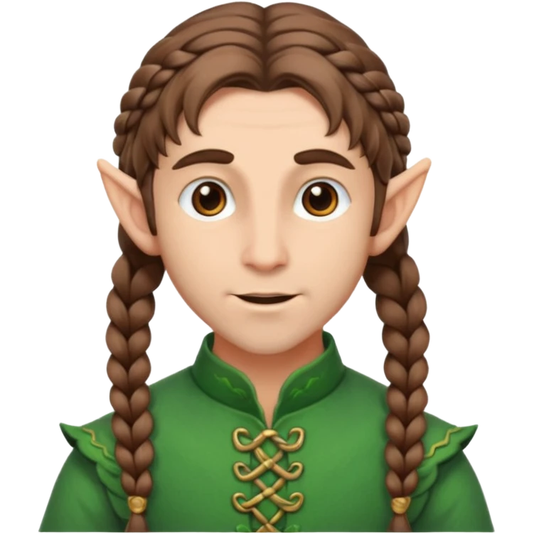 elves with braided brown  hair man emoji