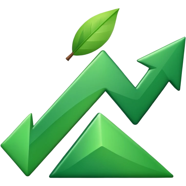 Create an Apple-style emoji that represents a stock/share, combining a clean upward-trending chart, a minimal financial symbol, and a confident growth vibe, using simple shapes, smooth gradients, and the polished. emoji