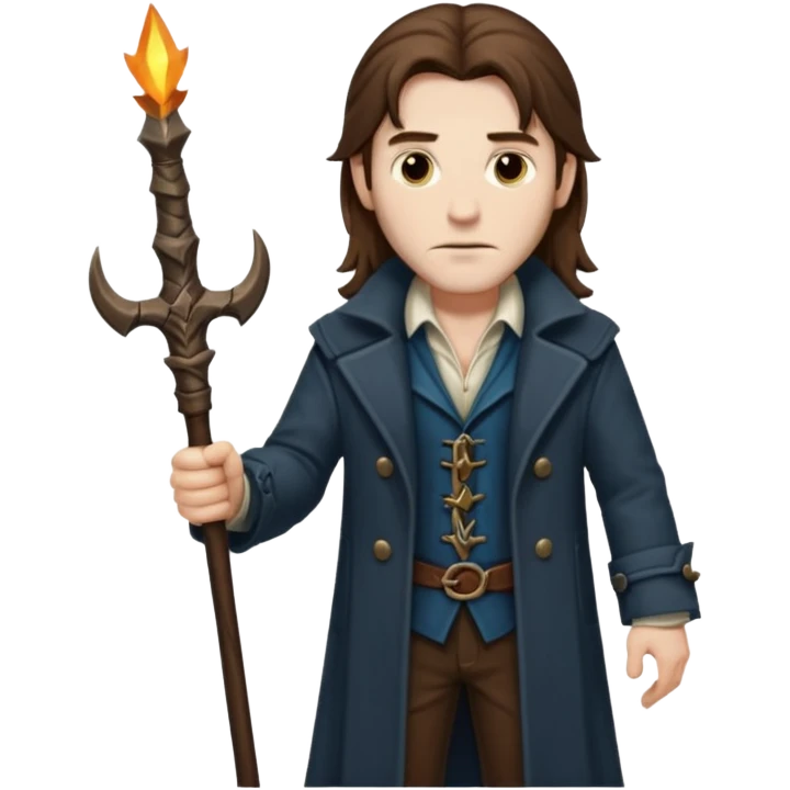 Van Helsing (male) from Dracula with long brown hair emoji