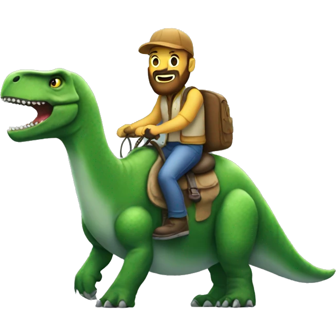 Man with a beard, riding a dinosaur  emoji