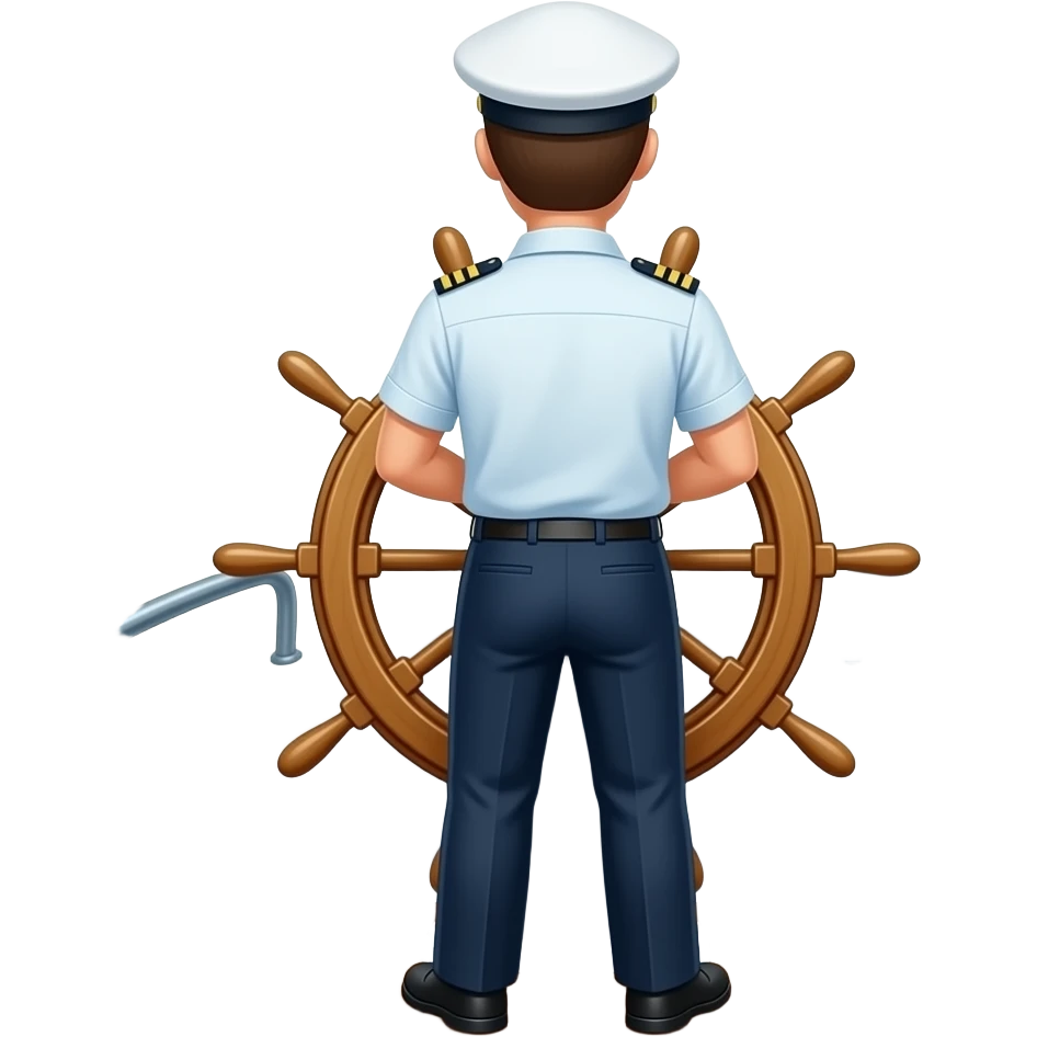 captain at the helm of the boat, back view emoji
