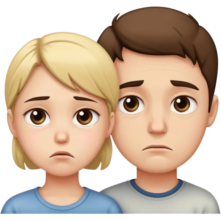 a boy and girl from waist up with sad faces emoji
